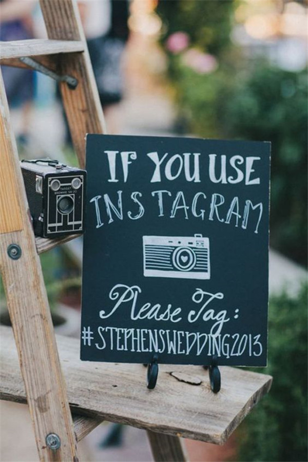 chalkboard wedding hashtag ideas with instagram